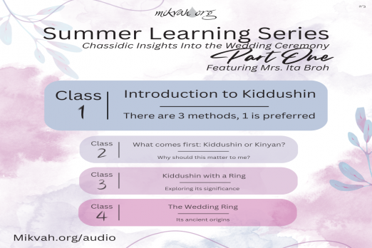 Summer Learning Series, Class One, Introduction to Kiddushin