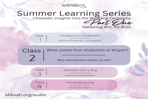 Summer Learning Series, Class Two, What Comes First, Kiddushin or Kinyan?
