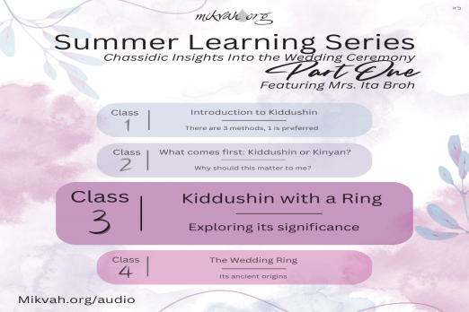 Summer Learning Series, Class Three, The Significance of Kiddushin With a Ring