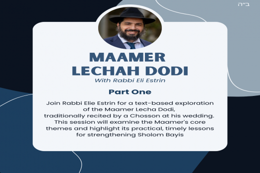 Maamer Lechah Dodi Part One with Rabbi Eli Estrin - Mikvah.org - Mivtza ...